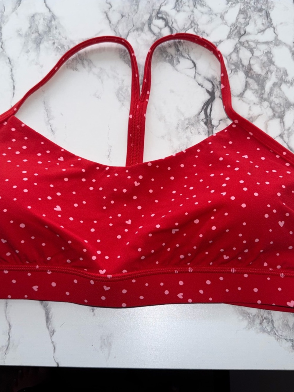 lululemon athletica scattered heart print flow Y bra
